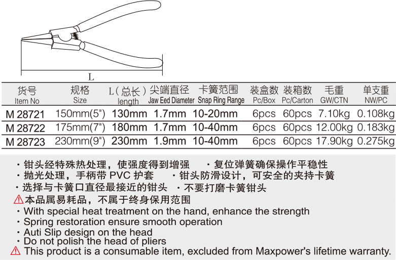 專業(yè)級日式軸用直嘴卡簧鉗(圖1)